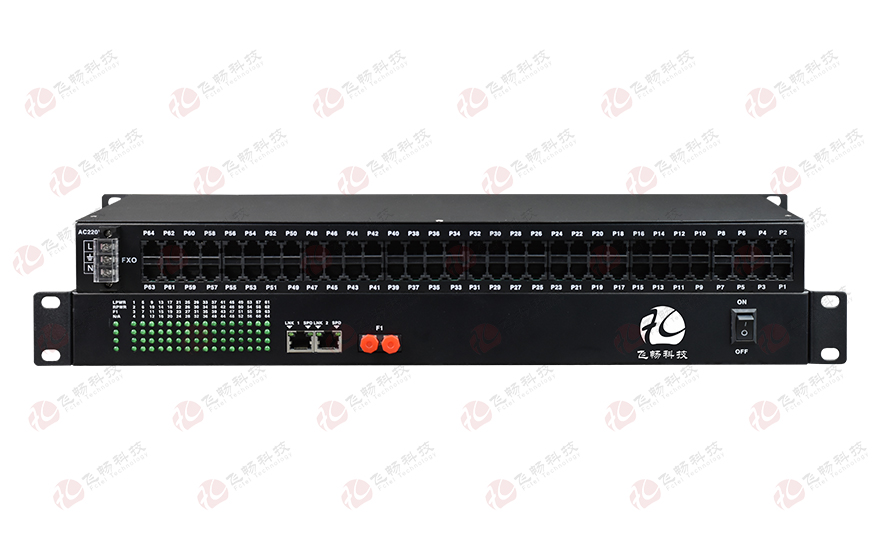 飞畅科技-64路电话（RJ11）+2路百兆以太网 电话光端机